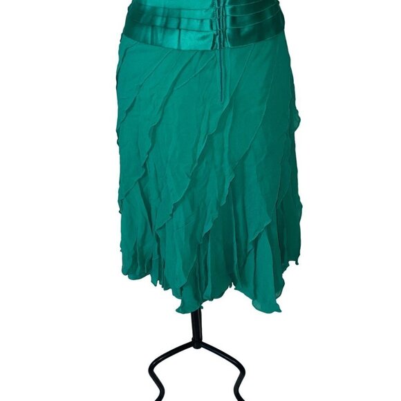 Tadashi Vintage Dress Size Medium Green Layer Chiffon Silk Satin Strapless New - Picture 6 of 13